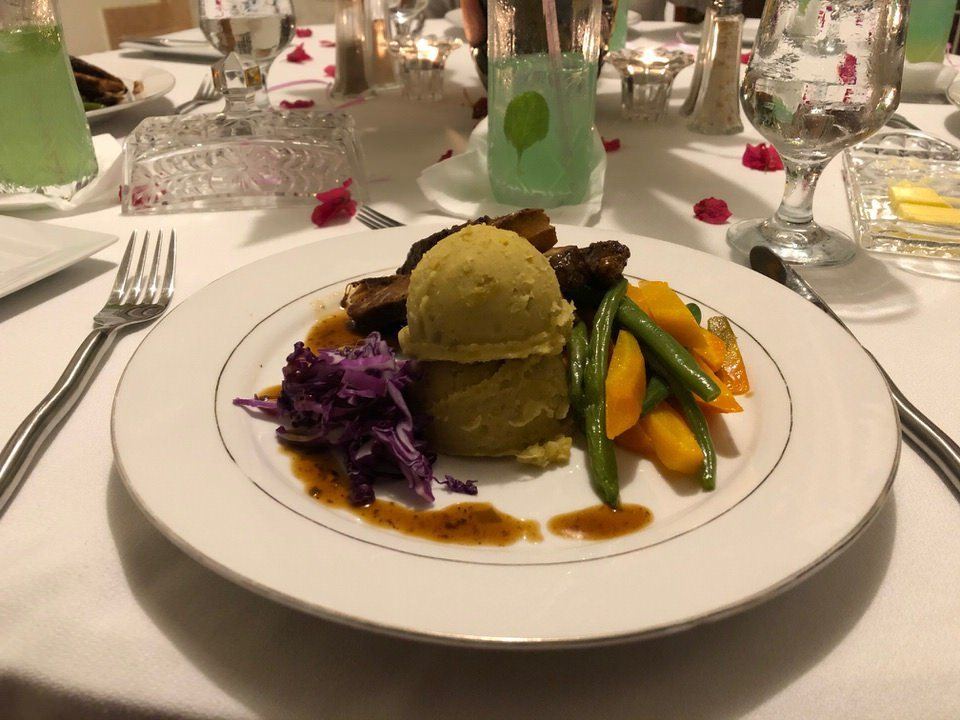 Plated dinner service at Mais Oui Villa where dining is an experience thanks to our private Jamaica villa with chef