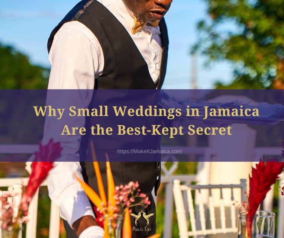 Butler setting the table at a Villa that does small weddings in Jamaica