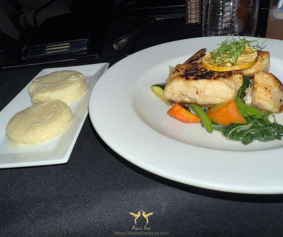 snapper fillet at Christophers Restaurant at Hermosa Cove in Ocho Rios about an hour’s drive from Mais Oui Villa in Discovery Bay Jamaica