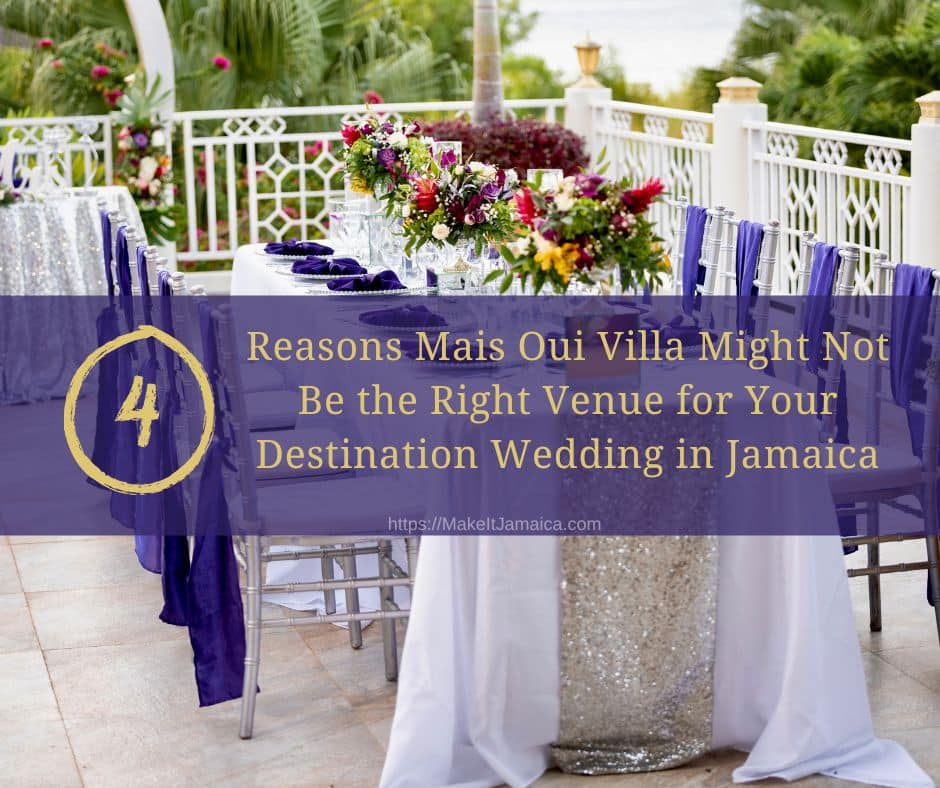 Table set up for wedding reception at Mais Oui Villa wedding venue for destination wedding in Jamaica