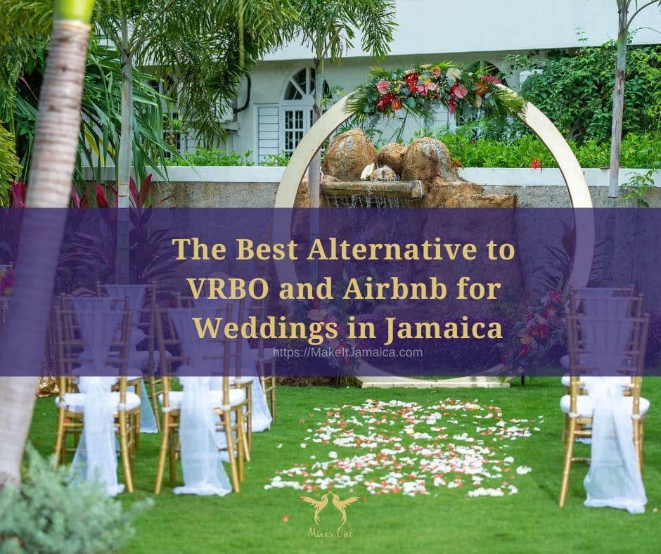 round arch in garden at a private villa the best alternative to VRBO and Airbnb for weddings in Jamaica