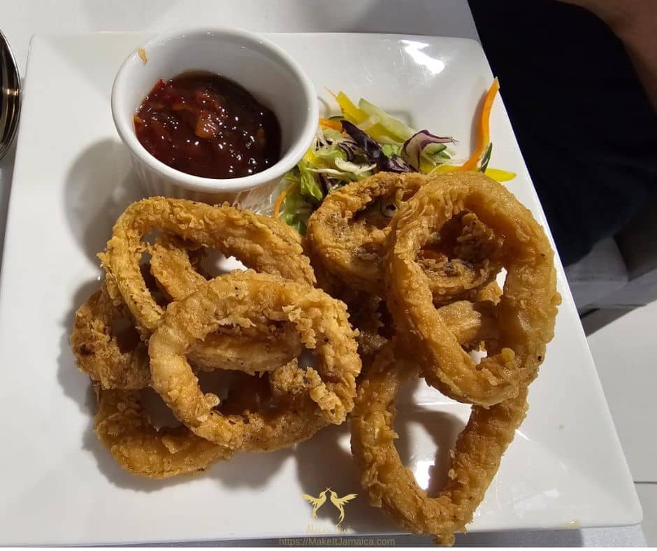 Calamari appetizer at Bettino’s restaurant between Ocho Rios and Discovery Bay
