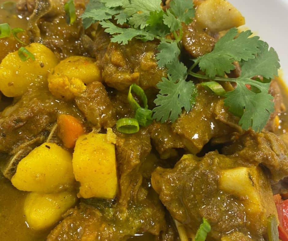Curried goat at Mais Oui Villa during Hurricane Melissa