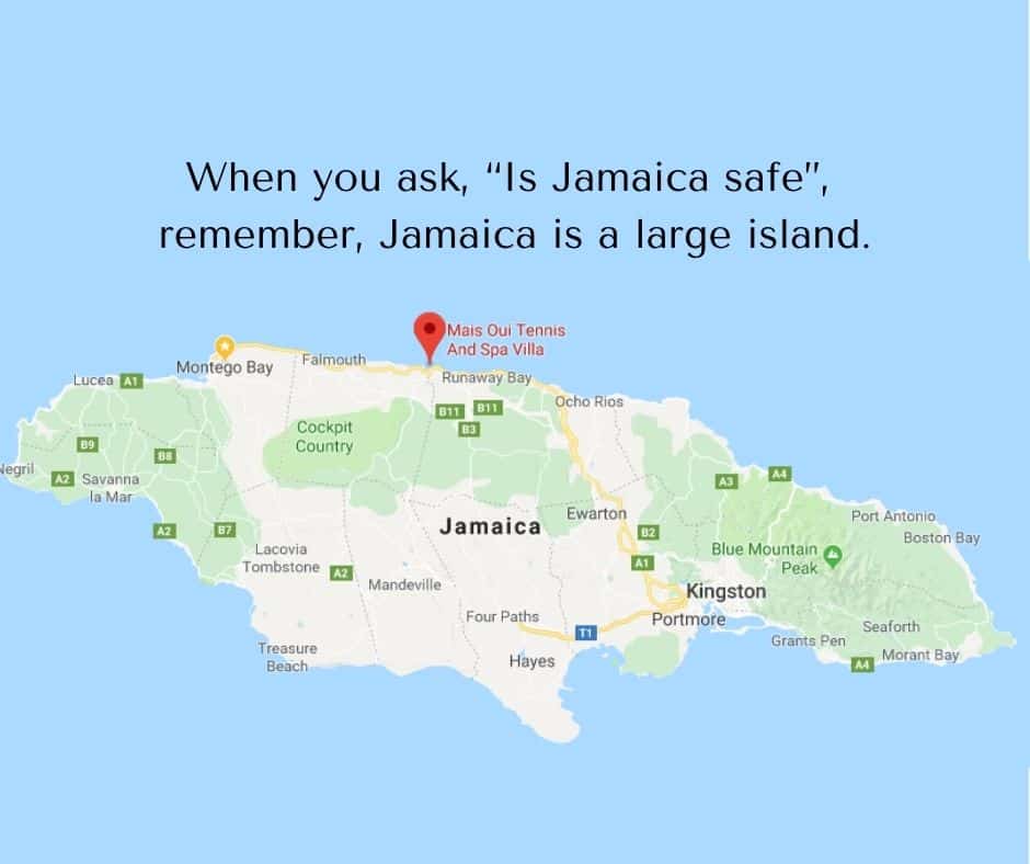 Map of Jamaica as you wonder is Jamaica safe