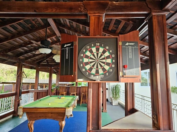 billiards darts foosball amenities at Mais Oui Villa in Discovery Bay Jamaica