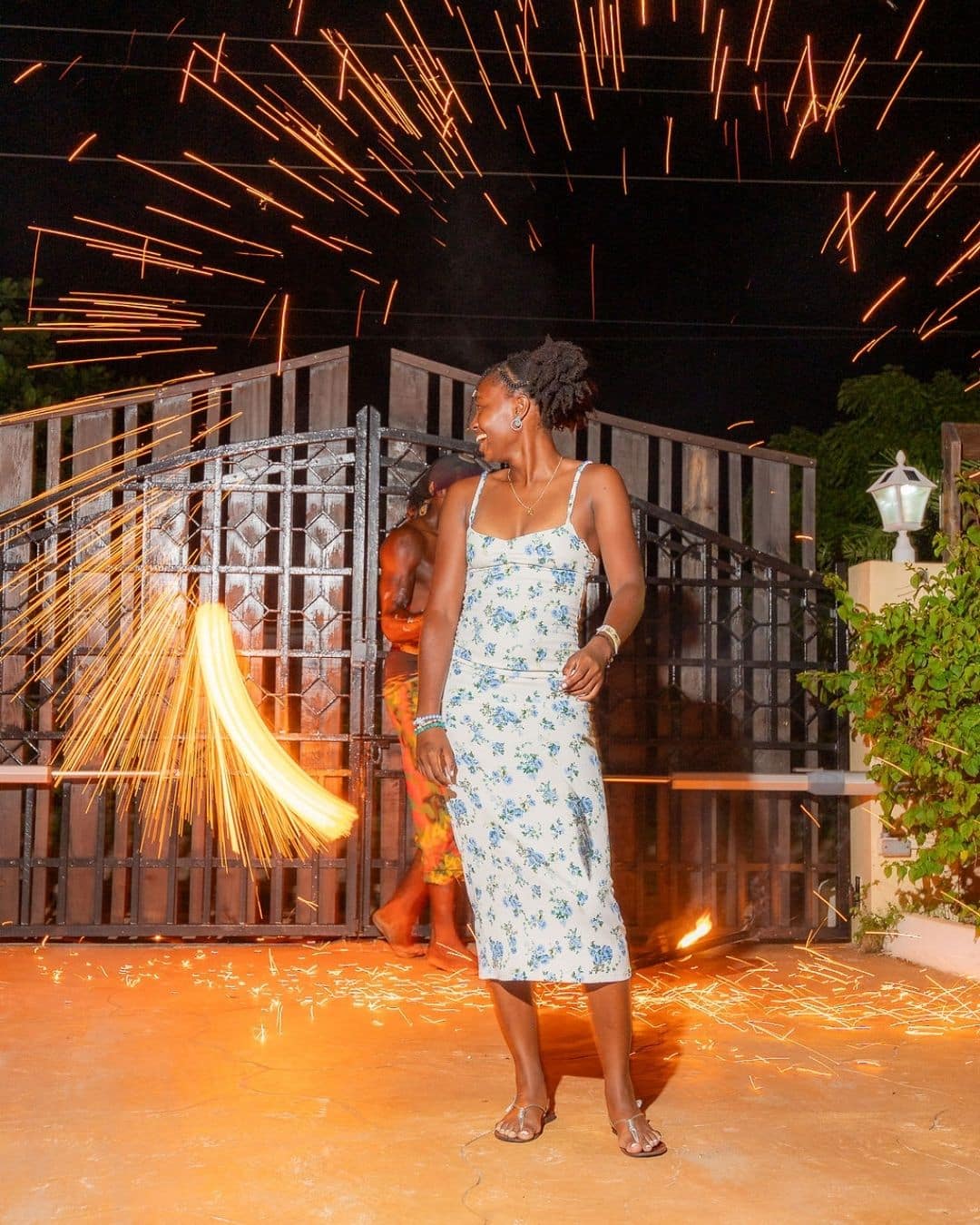 fire dancer at Mais Oui Villa in Jamaica