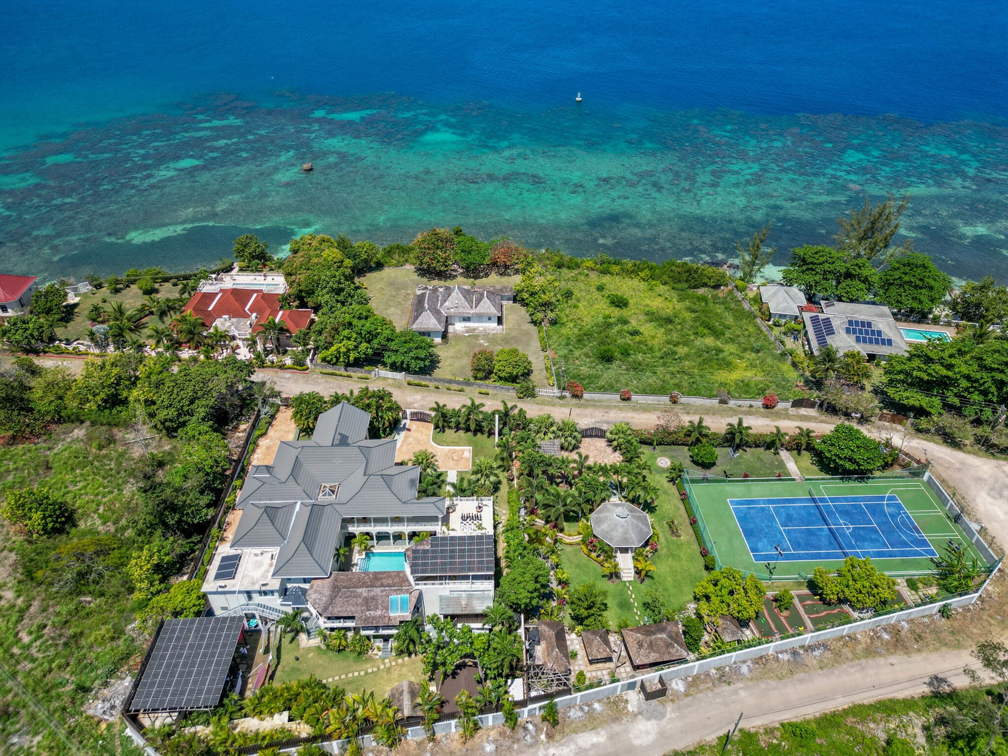 Mais Oui Villa in Discovery Bay Jamaica drone shot showing the exclusive property