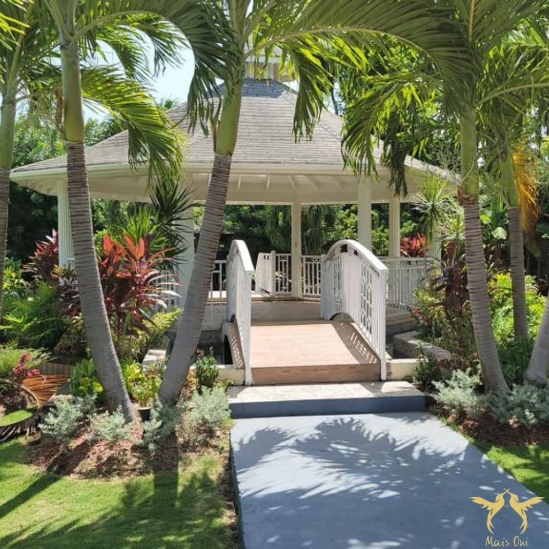 Garden gazebo at Mais Oui Villa in Discovery Bay Jamaica, one of the many on-site ceremony location options