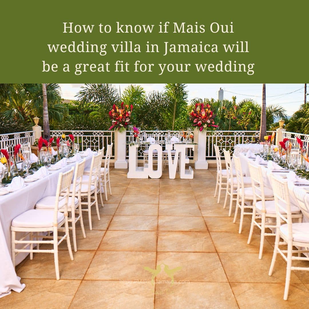 Wedding reception on the roof top terrace at Mais Oui Villa, a locally owned private Jamaica wedding venue