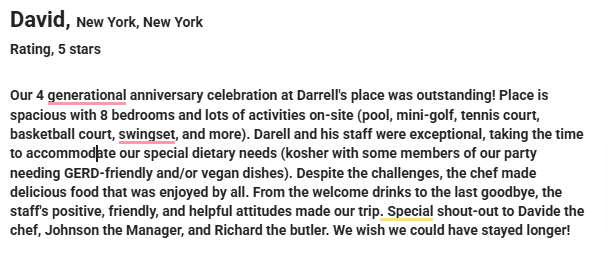 testimonial from guest who had a kosher Jamaica vacation and stayed at Mais Oui Villa in Discovery Bay