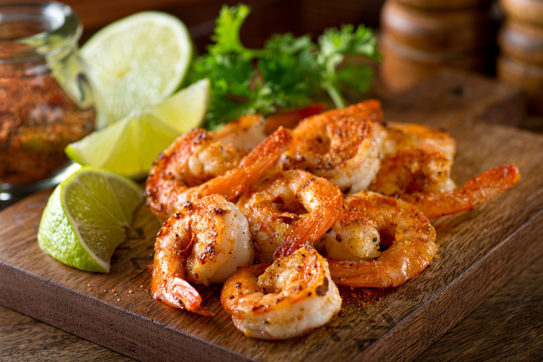 a platter with shrimp at a Galveston restaurant