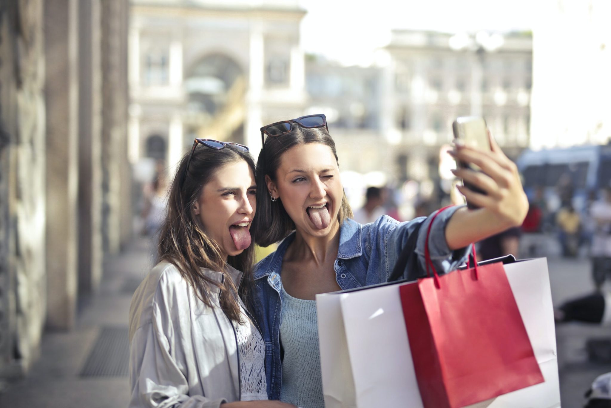 Shopping Women taking a selfie shopping