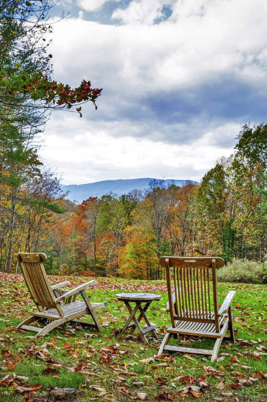 Blue Mountain Haven Adirondack Chairs in Fall