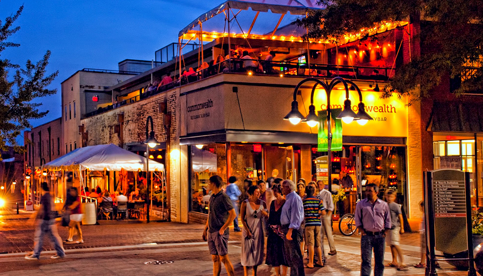 People enjoying the nightlife in Charlottesville