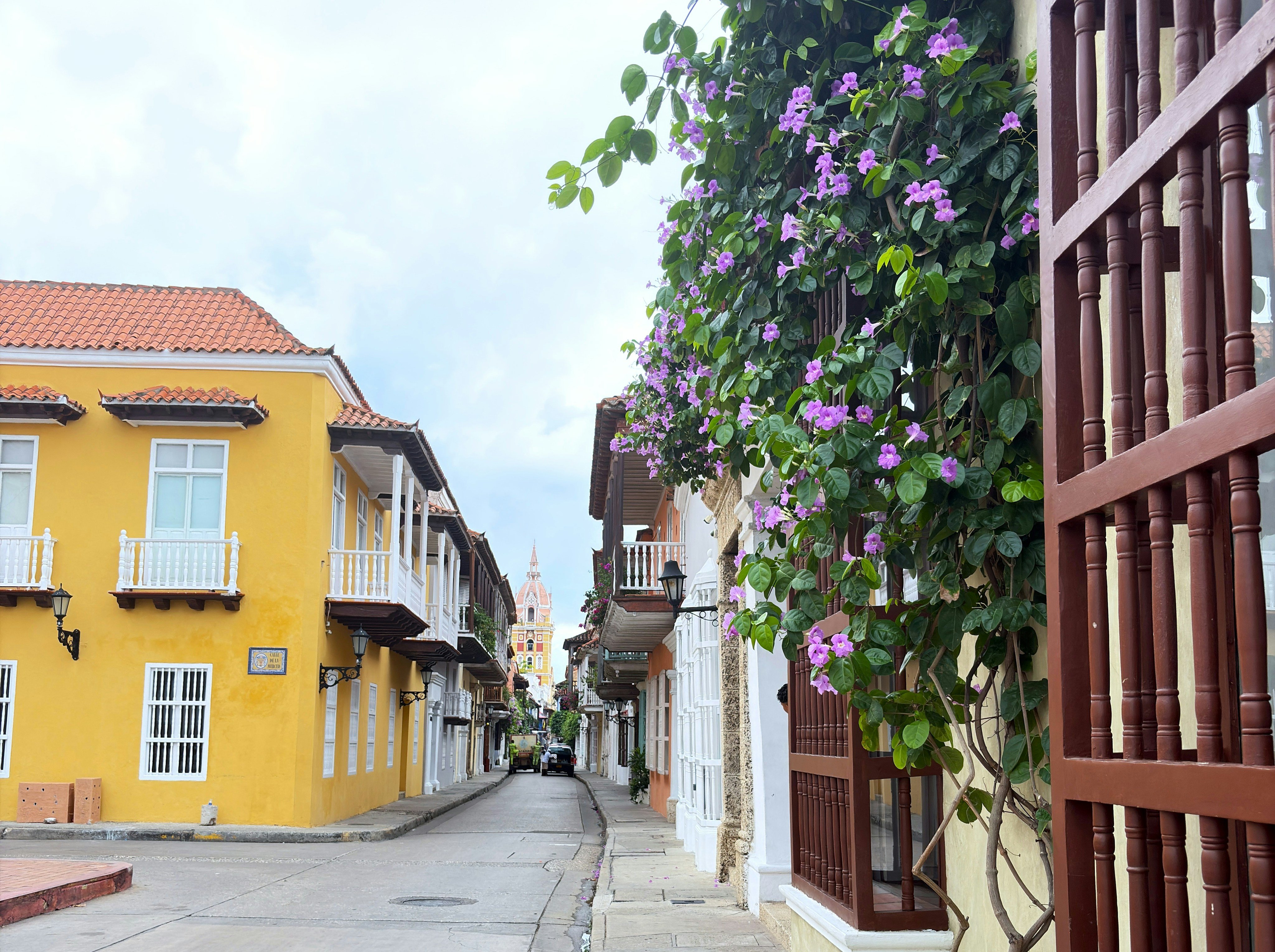 Colorful colonial street in Cartagena