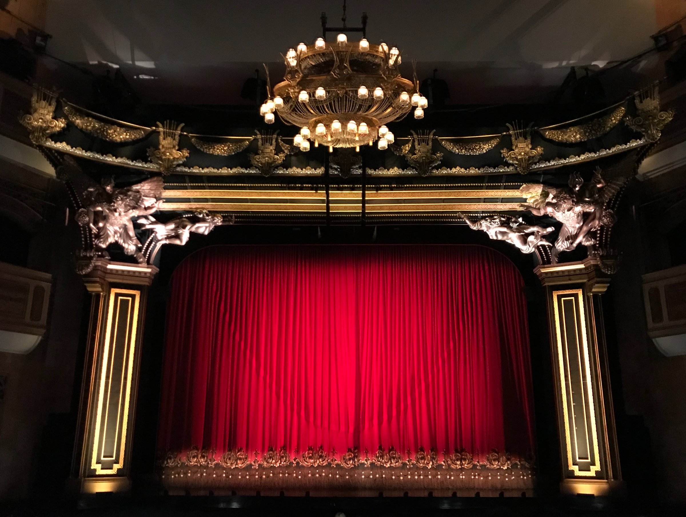 theater stage with red curtain