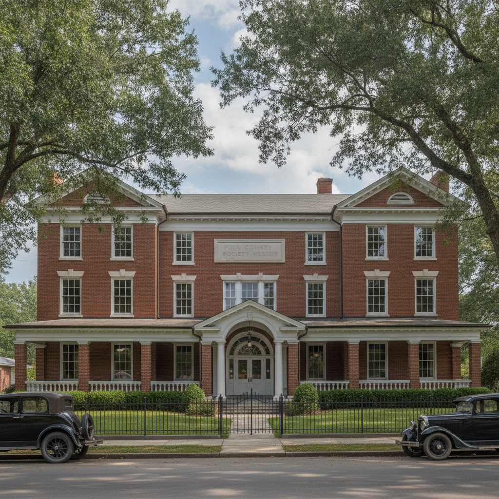 The Polk County Historical Society Museum building on West Avenue in Cedartown, Georgia, a 1924 brick former children's library