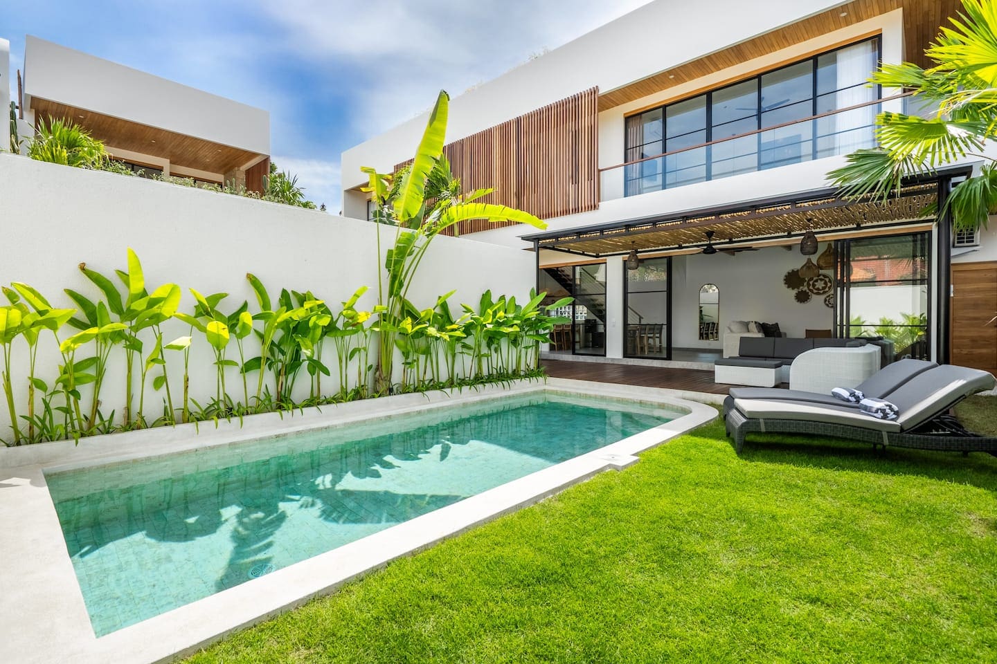 Modern vacation rental home in Northeast Ohio with a private inground pool, perfect for weddings, reunions, and family gatherings.