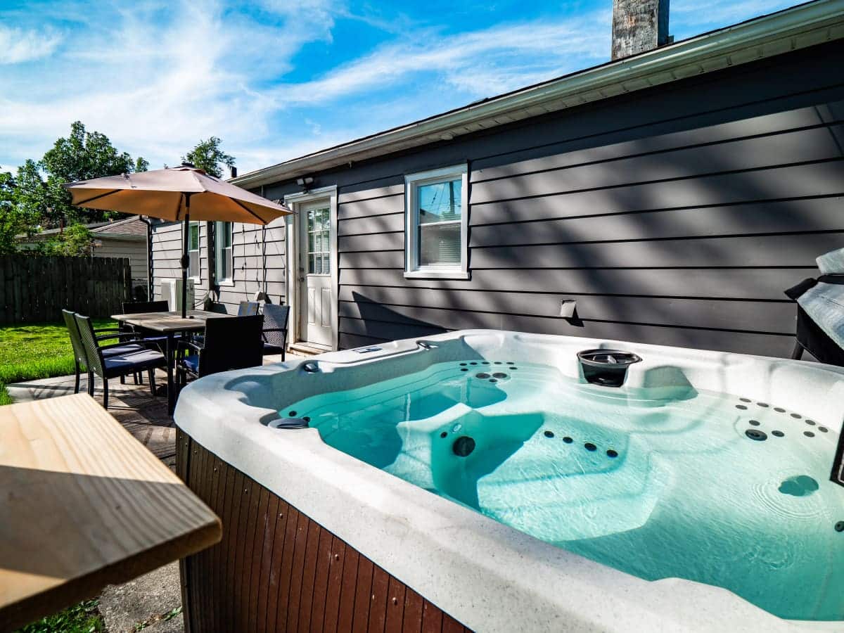 Luxury hot tub in a Northeast Ohio vacation rental, installed by local property management for a relaxing guest experience
