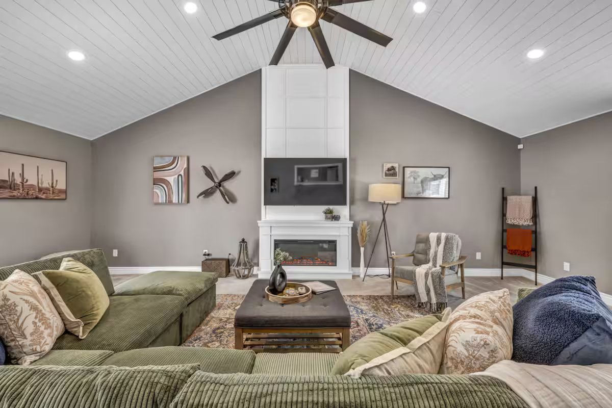 Spacious living room in an affordable Northeast Ohio vacation rental home