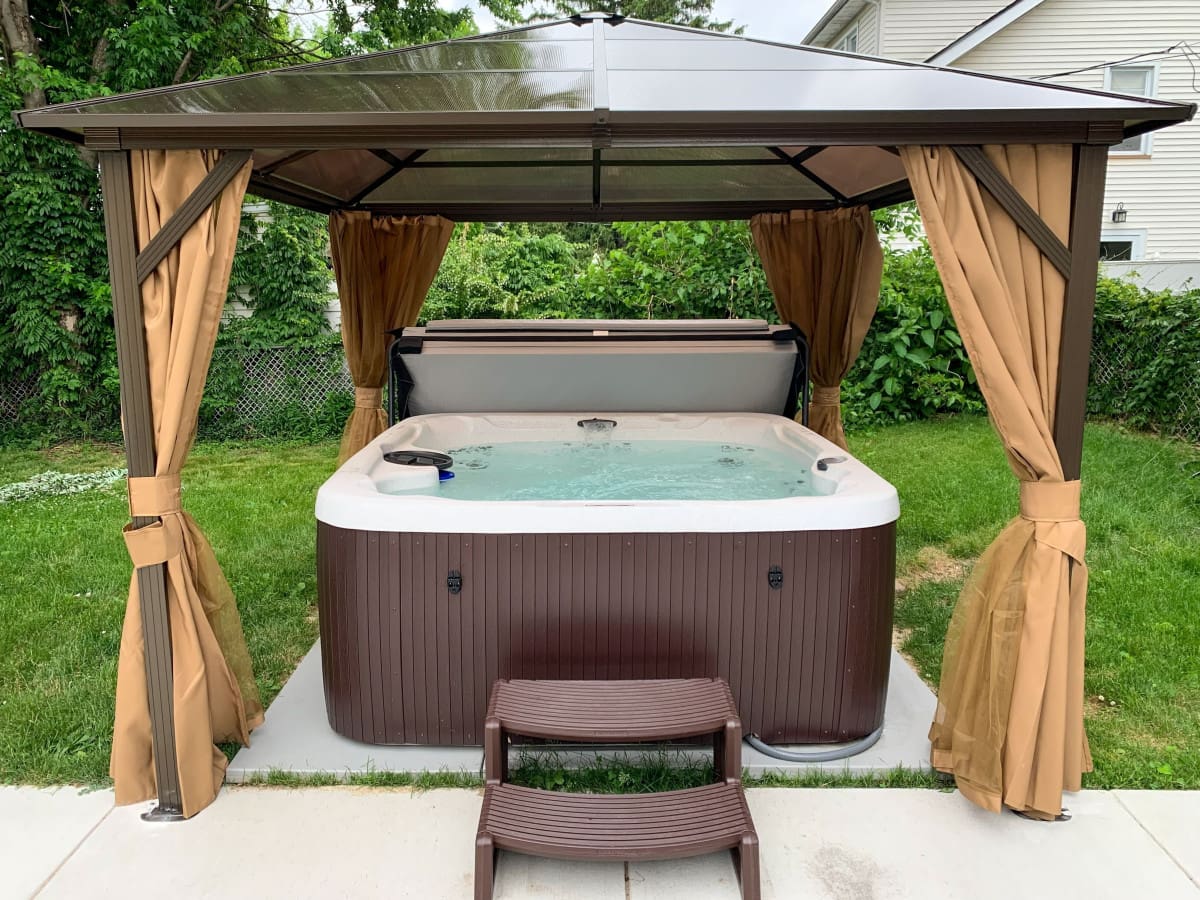 Luxury hot tub at Northeast Ohio vacation rental home offering a relaxing guest experience