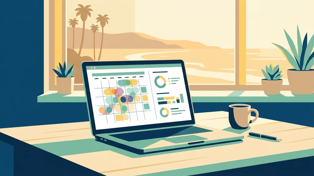 Vacation rental listing optimization dashboard tracking bookings and revenue