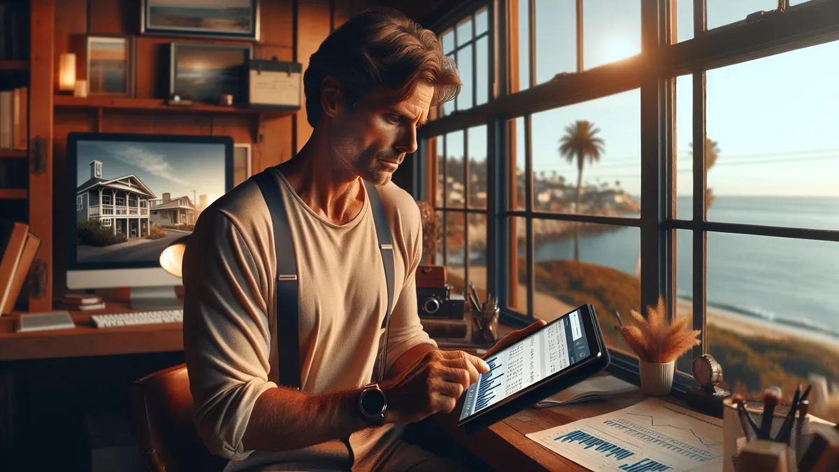 San Diego property owner reviewing rental performance data for a rental in San Diego California