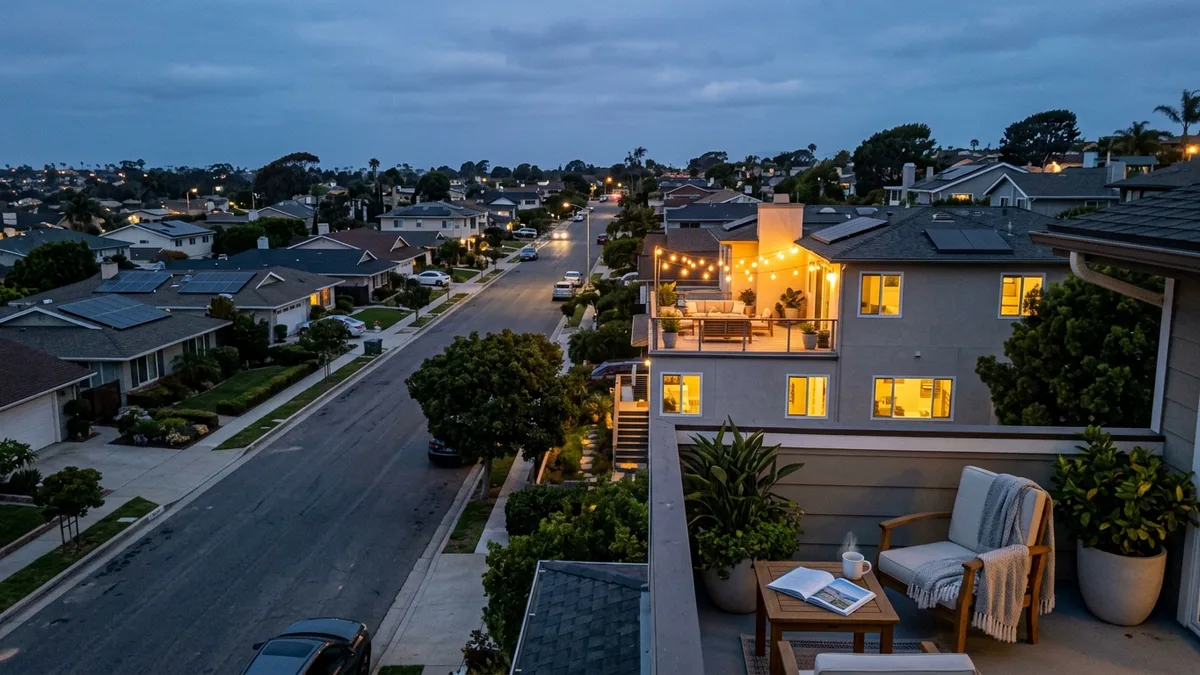 Drone twilight photography for vacation rental listing photos San Diego