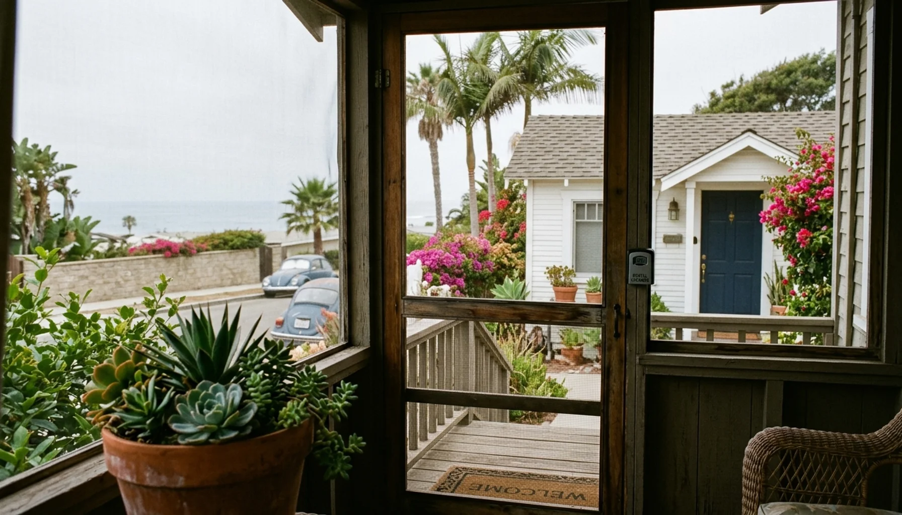 La Jolla vacation rental cottage porch under marine-layer light, representing TOT tax La Jolla rules for hosts