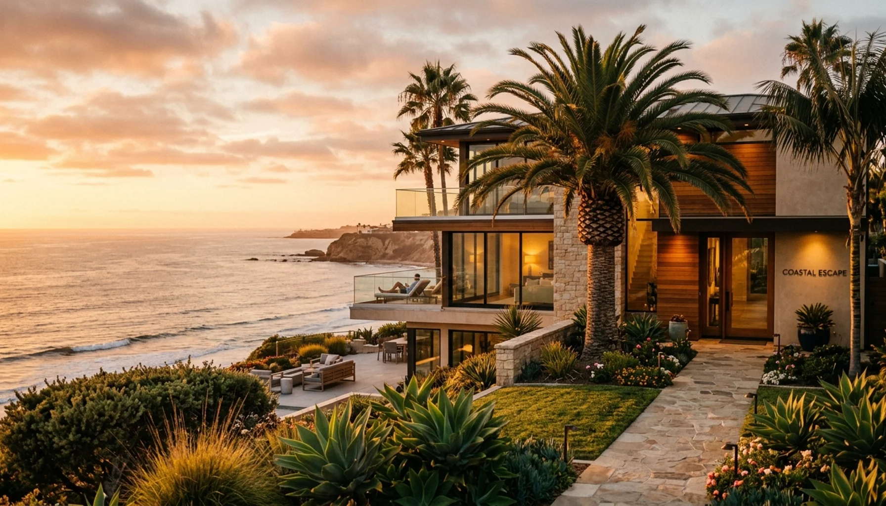 Luxury STRO San Diego coastal property at sunset with ocean views and modern architecture