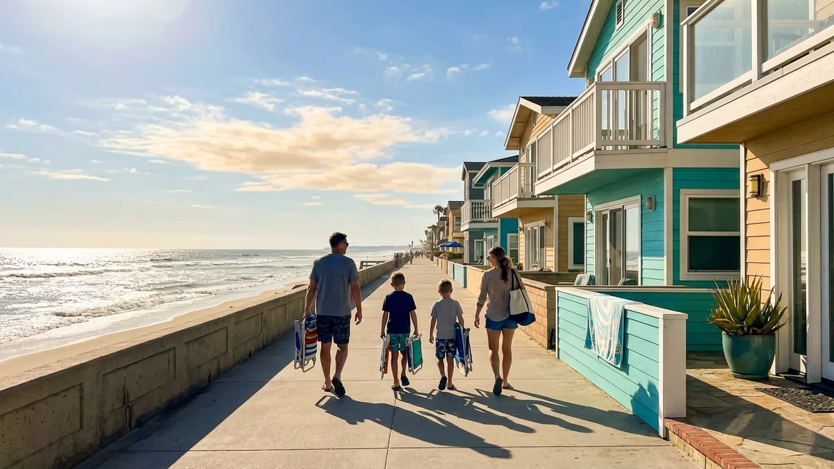 San Diego beach boardwalk vacation rental homes showing co-hosting vs self-management property opportunities
