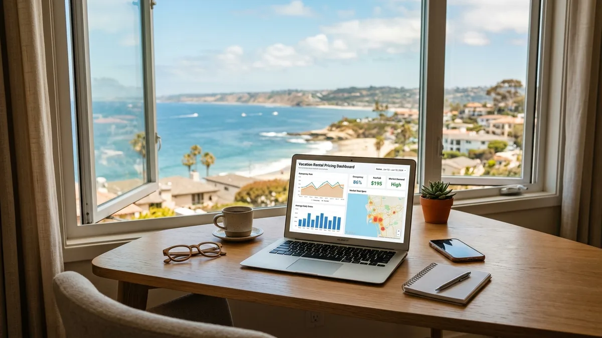 San Diego Airbnb management company revenue dashboard showing occupancy and pricing strategy