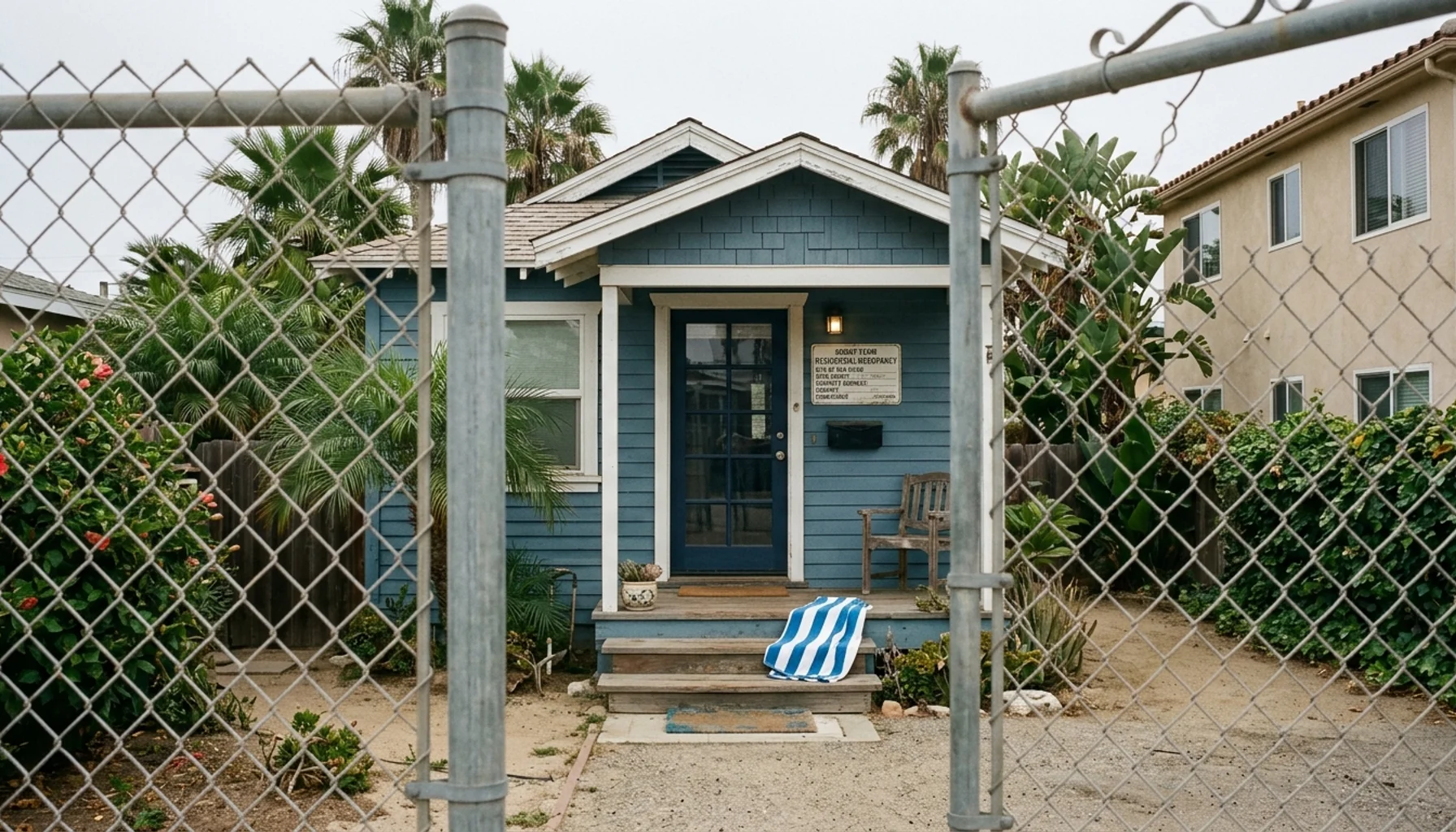 Pacific Beach rental cottage with compliance placard, illustrating STR permit Pacific Beach Tier 3 licensing rules