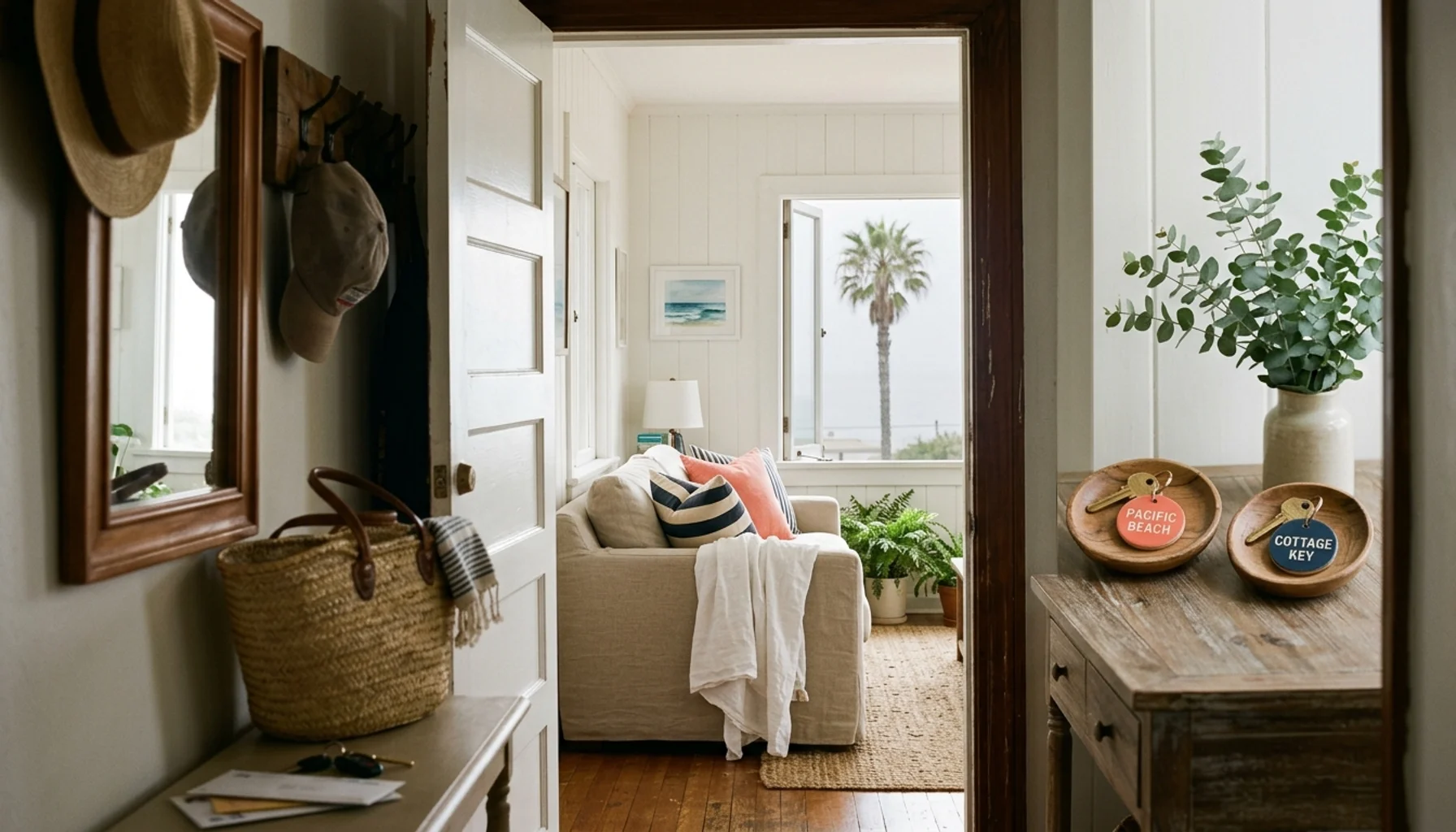 Two key dishes in a Pacific Beach rental entry, symbolizing the airbnb vs vrbo for owners decision