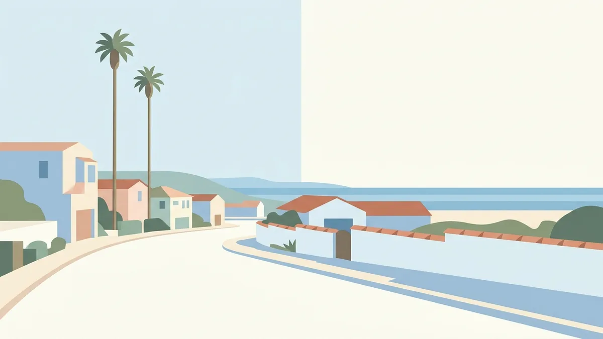 La Jolla coastal street with pastel homes where TOT tax La Jolla rules apply to rentals