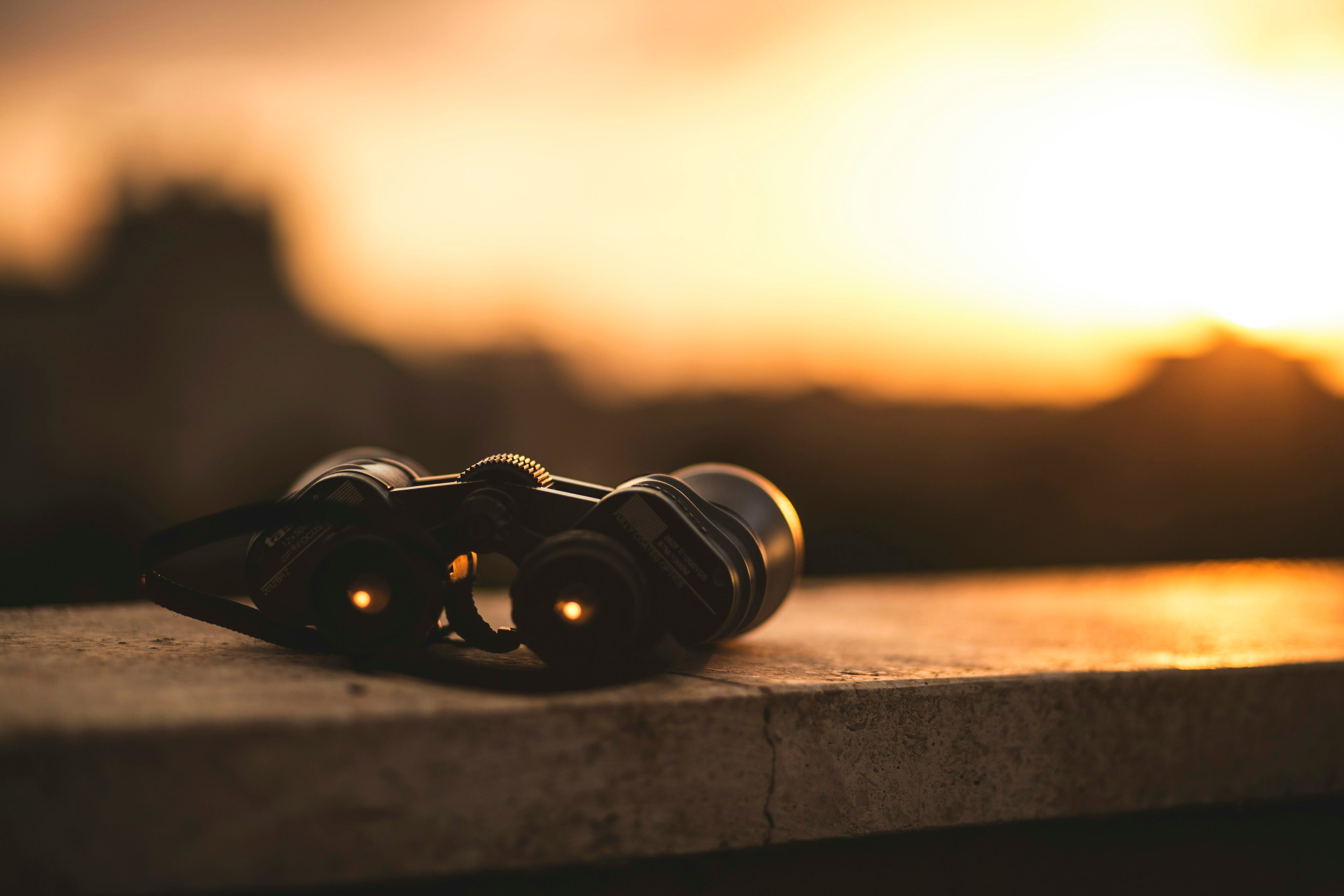 Binoculars at sunset