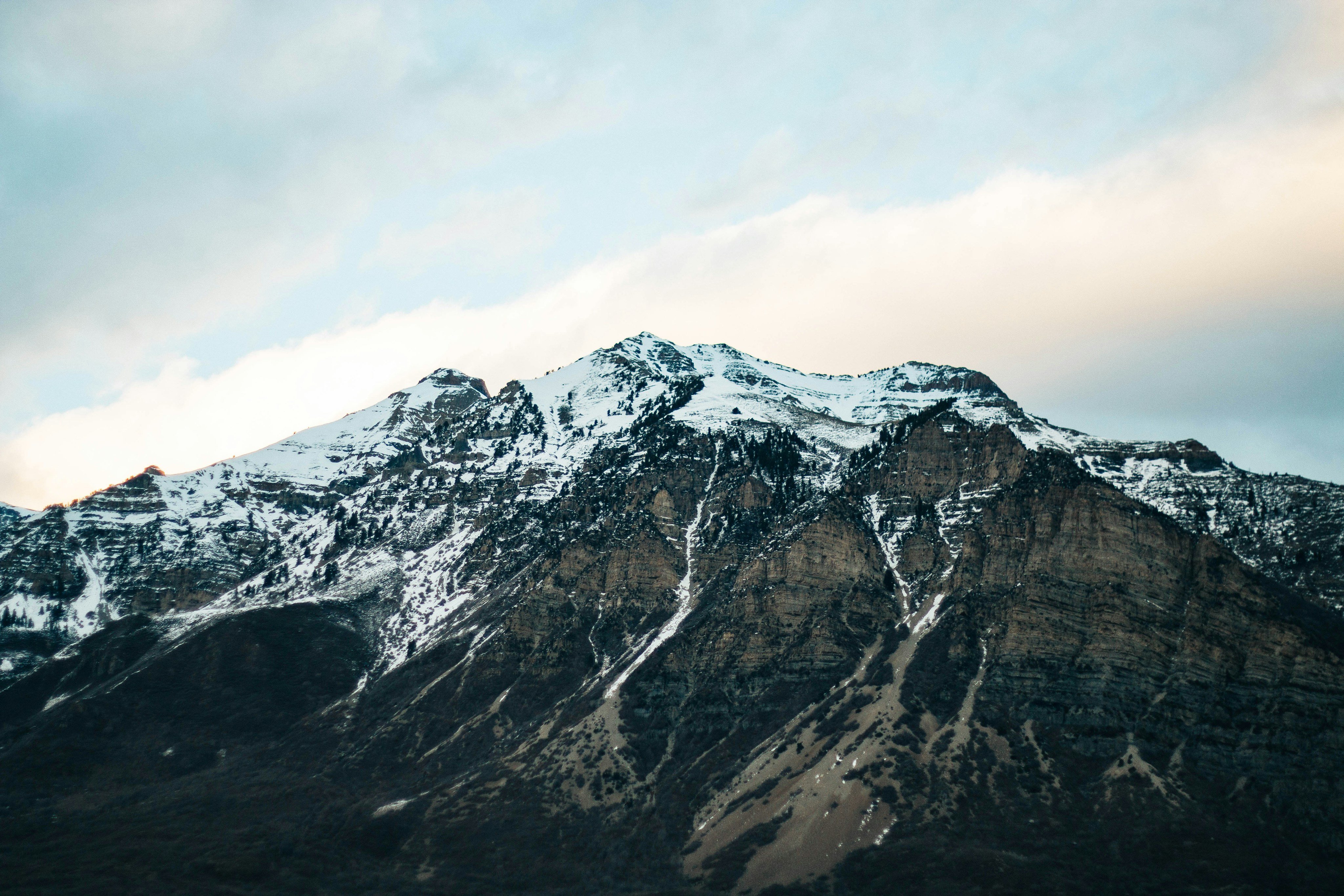 Snowy mountain peak under a clear sky