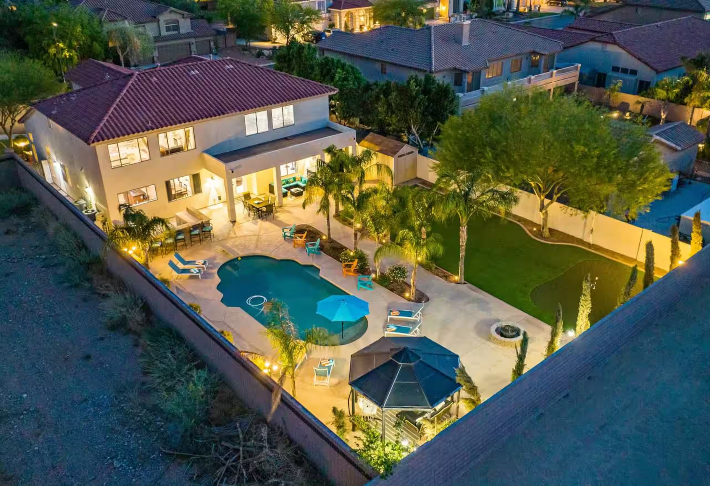 Desert landscaping and exterior of a Scottsdale vacation rental