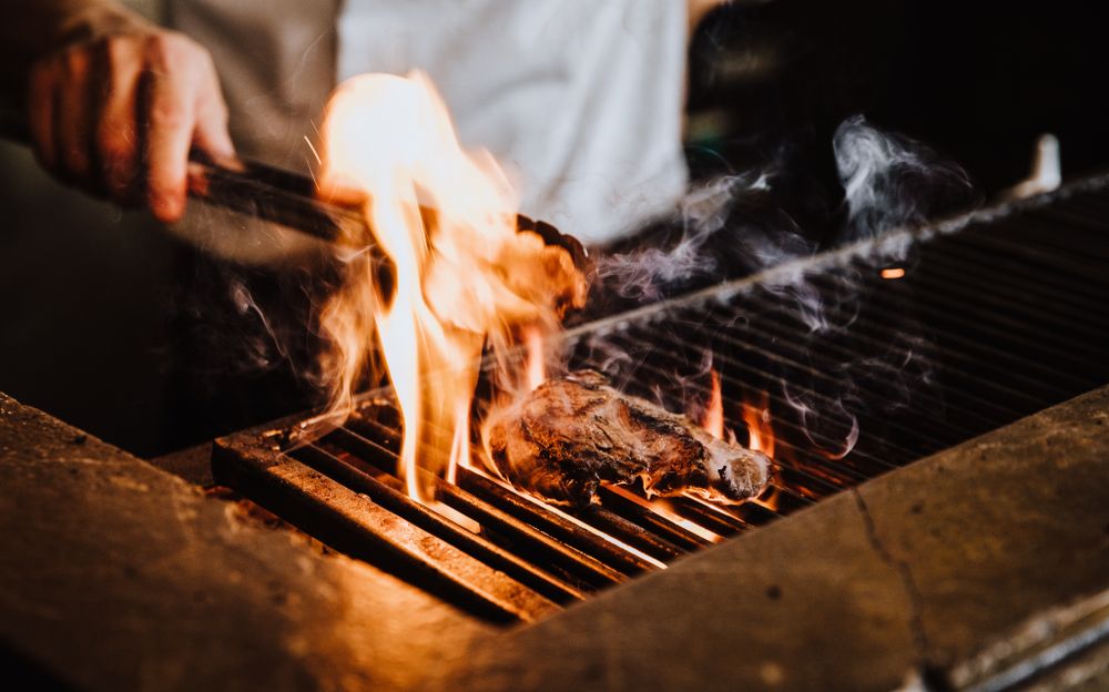 steak on the grill