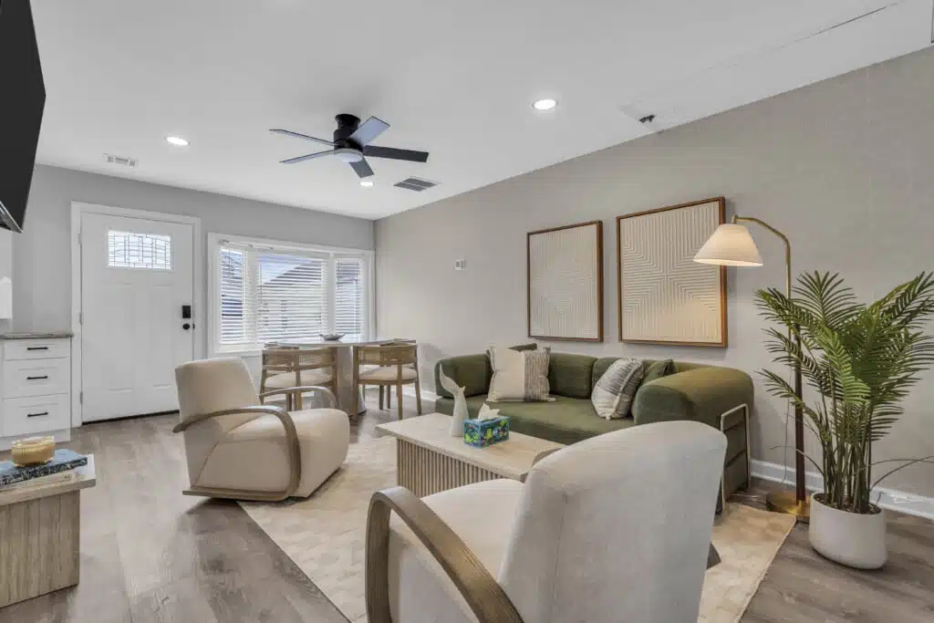 Bright Jersey Shore vacation rental living room and dining area, showcasing direct booking benefits