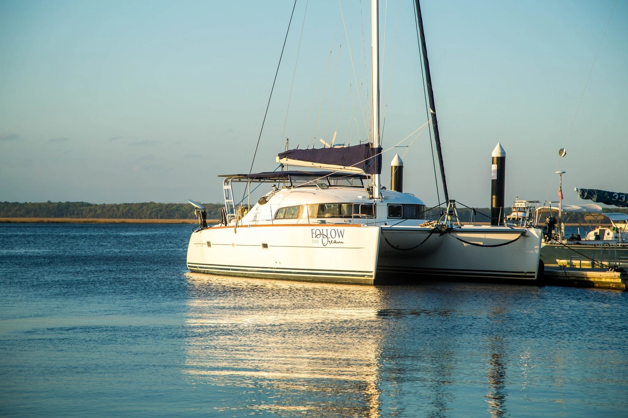 Book a luxury cruise on this incredible catamaran with Captains Bud and Miriam on the shimmering waters  of Amelia Island