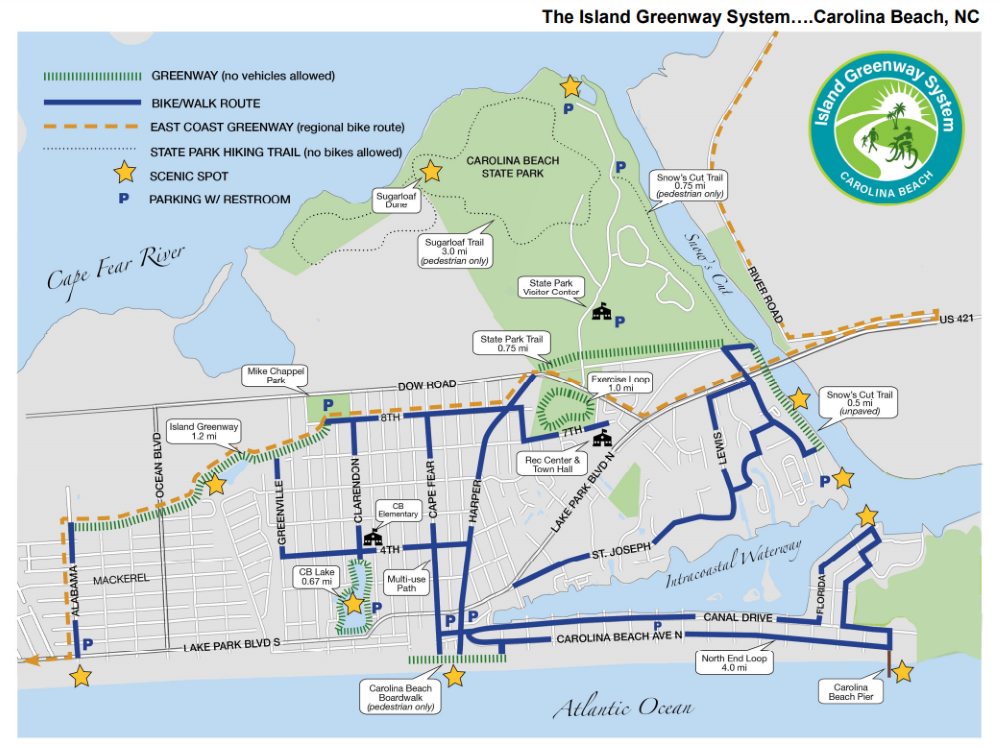 Carolina Beach Island Greenway Map