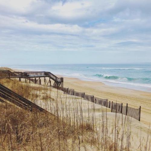 on the beach looking from the dune steps