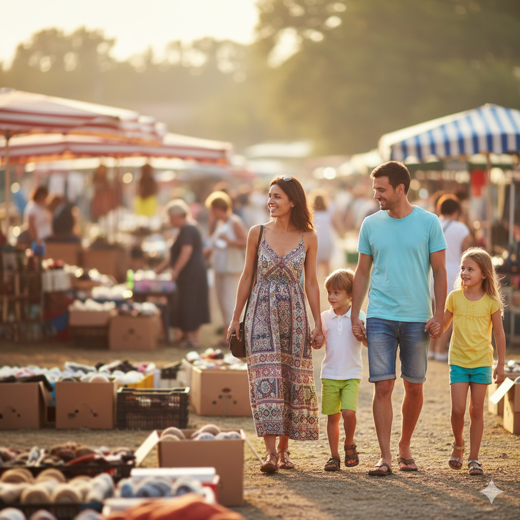 a family in Flea market